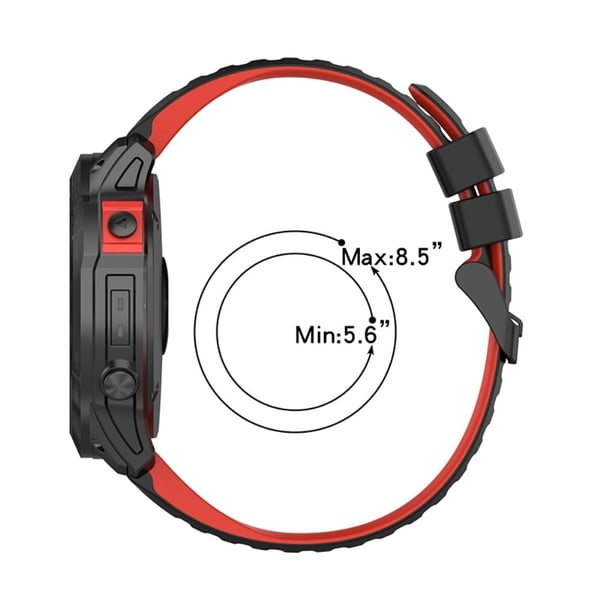 26 mm tofarget klokkerem i silikon for Garmin- og Coros-klokker - Svart / Lime