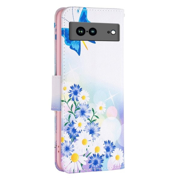 Wonderland Google Pixel 7a Flippetui - Sommerfugl og Blomster