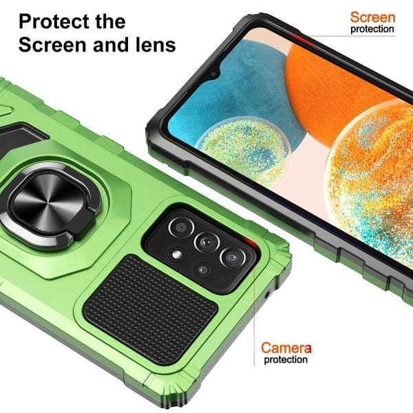 Slitesterkt hardplastdeksel med myk innside og kickstand for Samsung Galaxy A23 5G - Grønn
