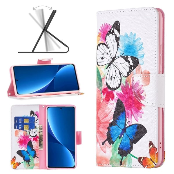 Wonderland Xiaomi 12 Pro flip-etui - To Sommerfugler