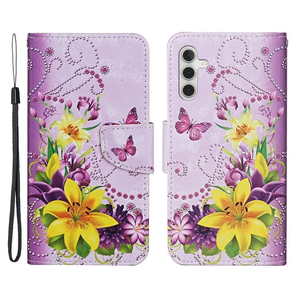 Wonderland Samsung Galaxy A54 Flippetui - Gule Blomster / Sommerfugler Wonderland Samsung Galaxy A54 Flippetui - Gule Blomster / Sommerfugler