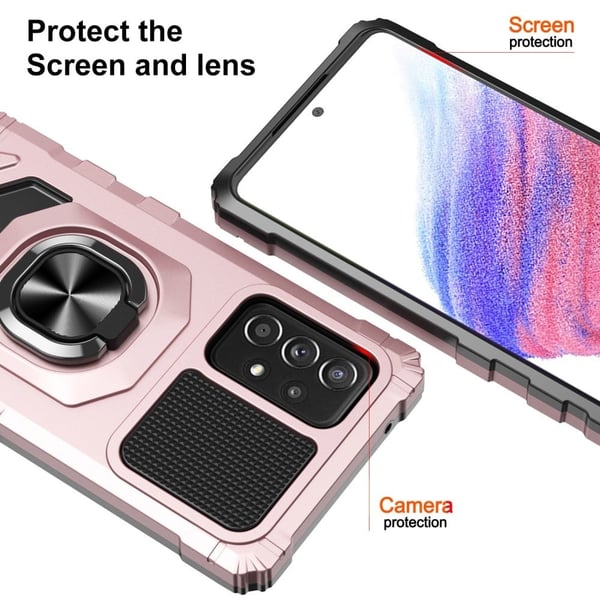 Slitesterkt hardplastdeksel med myk innside og kickstand for Samsung Galaxy A53 5G - Rose Gull