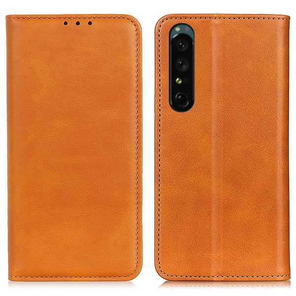 Sony Xperia 1 IV lompakkokotelo, aitoa nahkaa - Ruskea