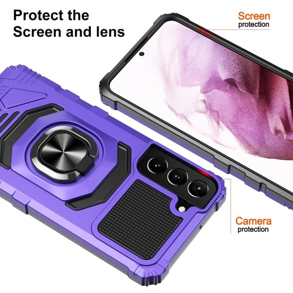 Slitesterkt hardplastdeksel med myk innside og kickstand for Samsung Galaxy S23 - Lilla