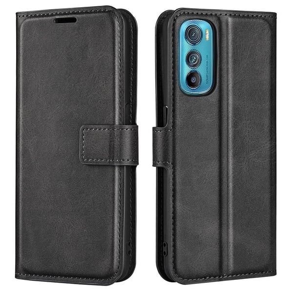Skinn-etui i lommebok-stil for Motorola Edge 30 - Svart