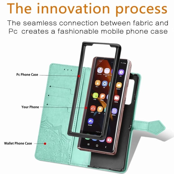 Mandala läder Samsung Galaxy Z Fold2 5G fodral - Grön