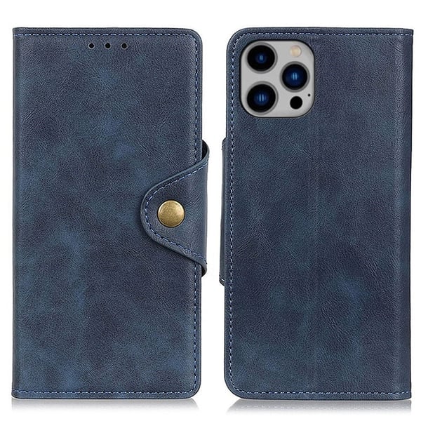 Alpha iPhone 14 Plus flip etui i lær - Blå