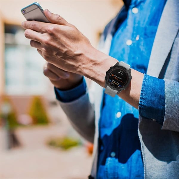 Ensfarvet silikone-urrem til Garmin-ur - Rock Hvid