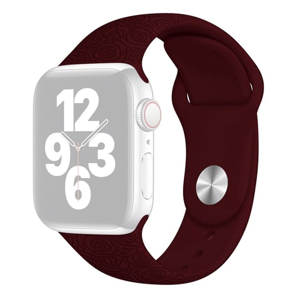 Apple Watch (41 mm) ensfarget mønsterklokkerem i silikon - Vinrød Rose