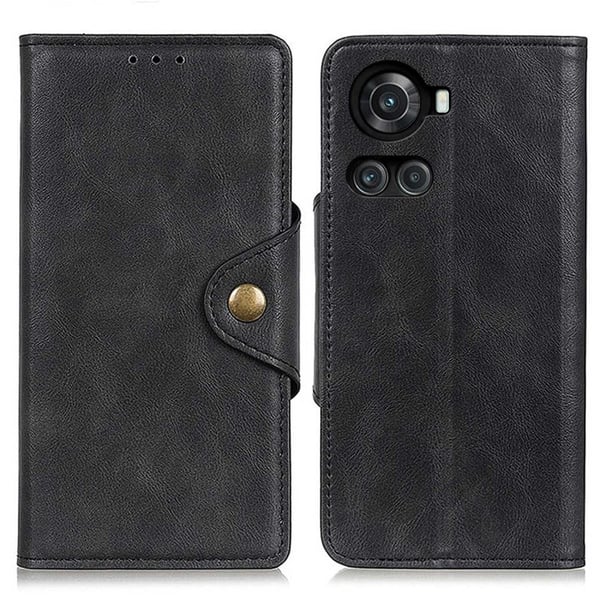 Alpha OnePlus 10R / OnePlus Ace flip etui i lær - Svart