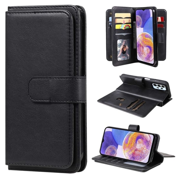 Samsung Galaxy A23 etui med pung / 10 kortpladser – Sort