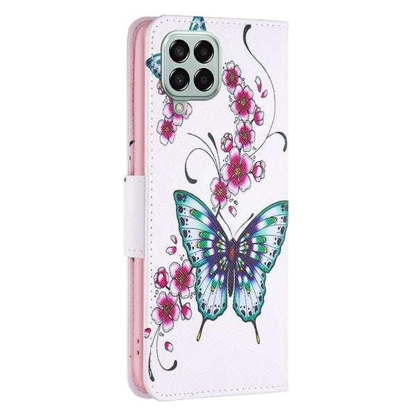 Wonderland Samsung Galaxy M33 5G flip-etui - Ferskenblomst Og Sommerfugler