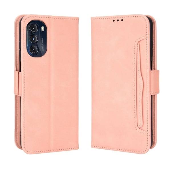 Lommebok-etui i moderne skinn-design Motorola Moto G (2022) - Rosa