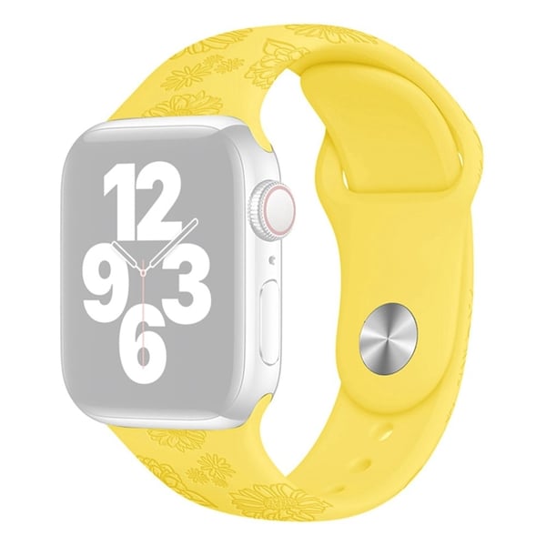 Apple Watch (41 mm) ensfarget mønsterklokkerem i silikon - Gul Solsikke