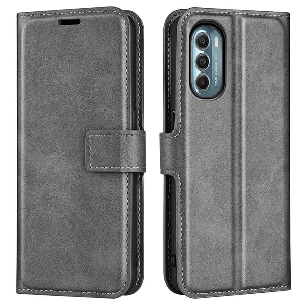 Skinn-etui i lommebok-stil for Motorola Moto G (2022) - Grå