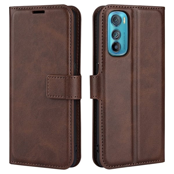 Skinn-etui i lommebok-stil for Motorola Edge 30 - Brun