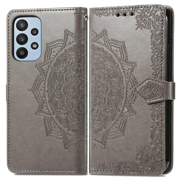 Mandala Samsung Galaxy A23 etui i lær - Grå