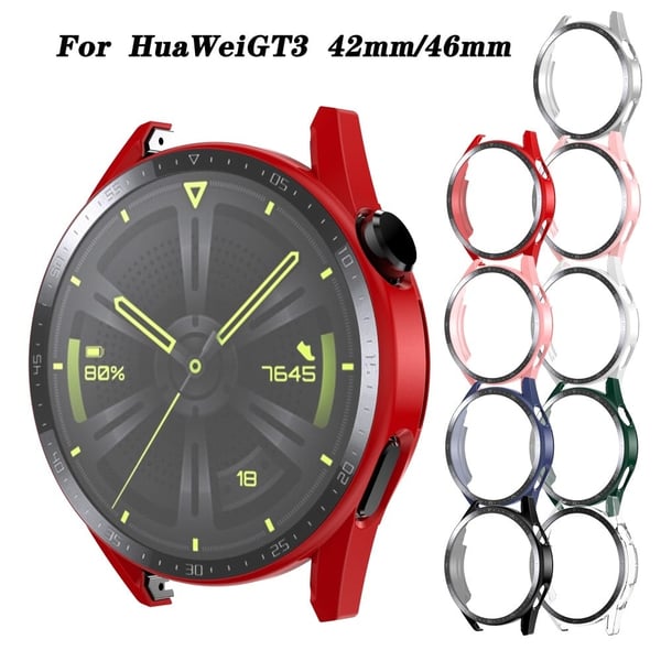 Huawei Watch GT 3 (46 mm) matt deksel + urskiveplate i herdet glass - Rød