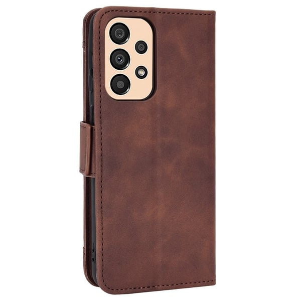 Lommebok-etui i moderne skinn-design Samsung Galaxy A23 - Brun