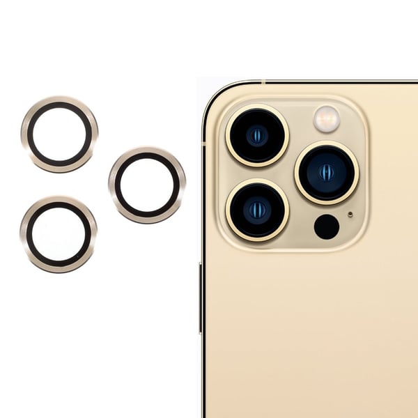 RURIHAI iPhone 13 Pro Max / 13 Pro metallikehys karkaistu lasi kameran linssin suojus - Kulta