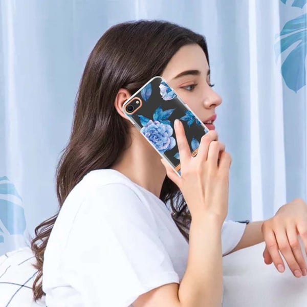 iPhone SE (2022)/SE (2020)/8/7 4,7 tommer YB IMD-8 Series Flower Pattern Design Phone Case Electroplating IMD Soft Flexible Scratch-Resistant Cover -