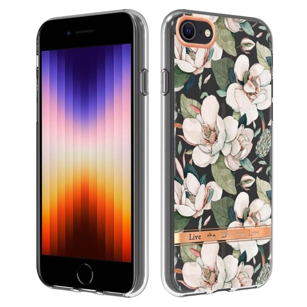 iPhone SE (2022)/SE (2020)/8/7 4,7 tommer YB IMD-8 Series Flower Pattern Design Phone Case Electroplating IMD Soft Flexible Scratch-Resistant Cover -