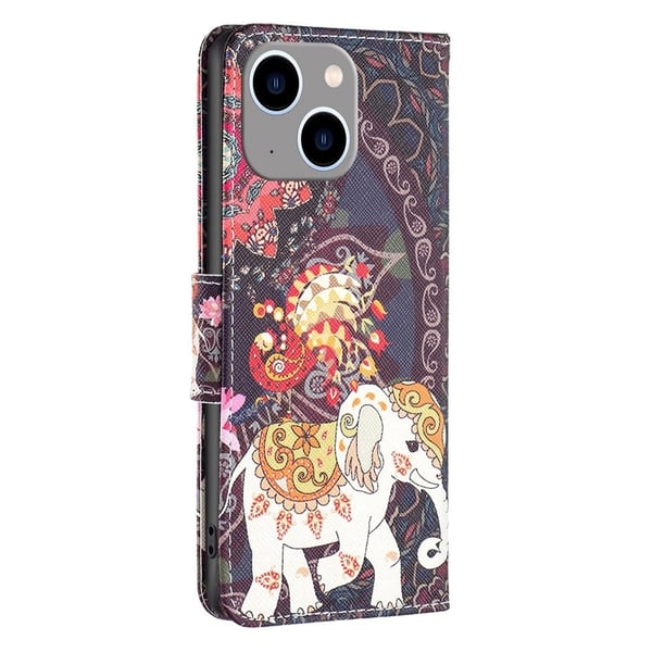 Wonderland iPhone 14 Plus flip-etui - Blomst Og Elefant