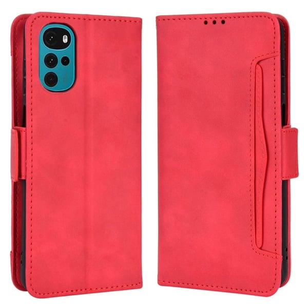 Lommebok-etui i moderne skinn-design Motorola Moto G22 - Rød