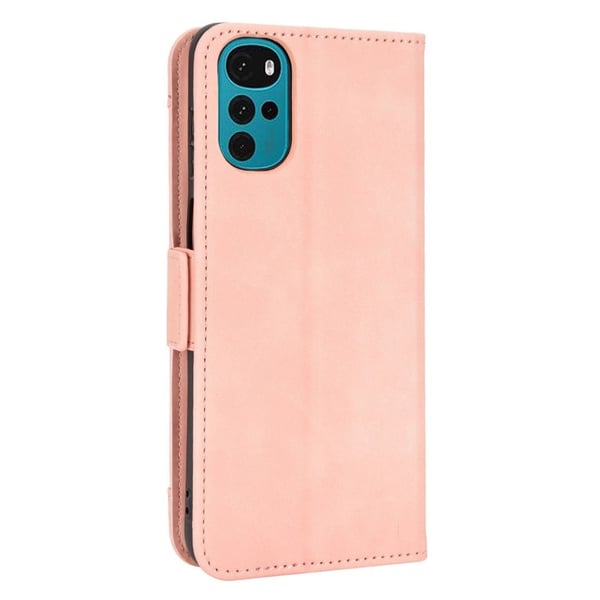 Lommebok-etui i moderne skinn-design Motorola Moto G22 - Rosa