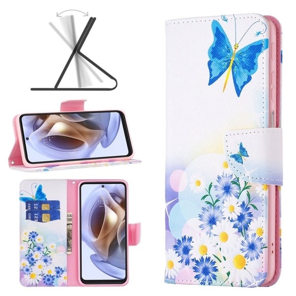 Wonderland Motorola Moto G71 5G flip-etui - Sommerfugl Og Blomster