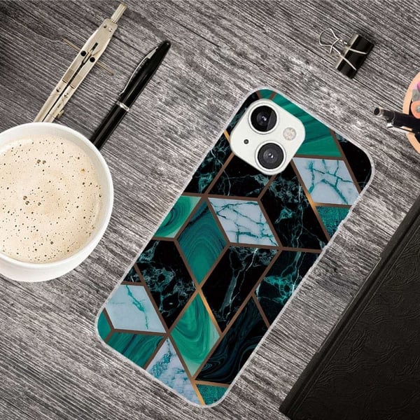 Marmordesign iPhone 14 Plus deksel - Smaragd Marmor