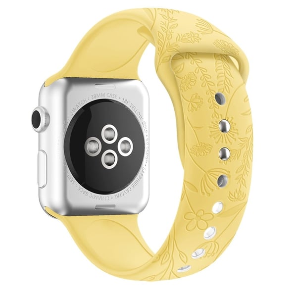 Apple Watch (45 mm) søt klokkerem i silikon med påtrykk - Gul Blomst