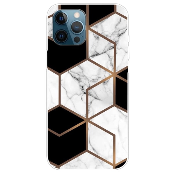 Marmordesign iPhone 14 Pro deksel - Marmorkube I Svart Og Hvit