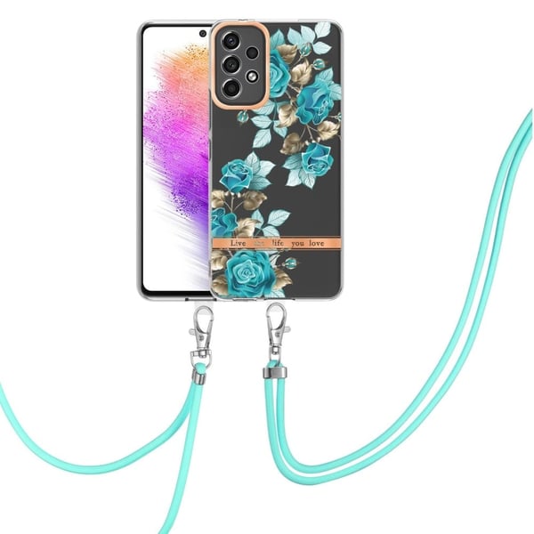 Slank og slitesterk softcover med nøkkelbånd til Samsung Galaxy A73 - Hc002 Blå Rose