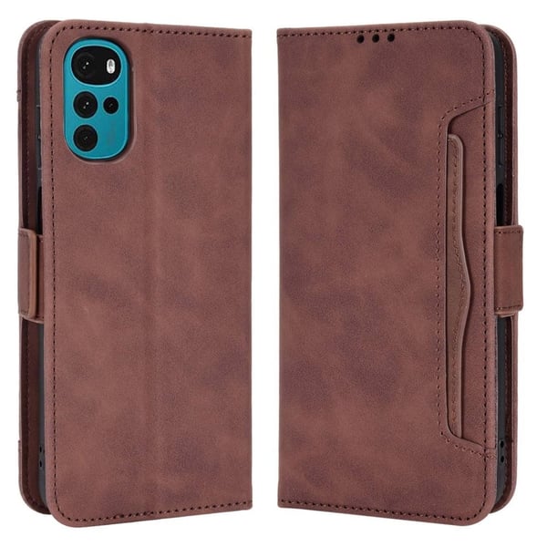 Lommebok-etui i moderne skinn-design Motorola Moto G22 - Brun