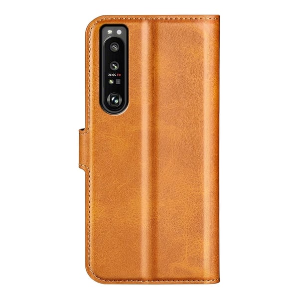 Skinn-etui i lommebok-stil for Sony Xperia 1 IV - Gul