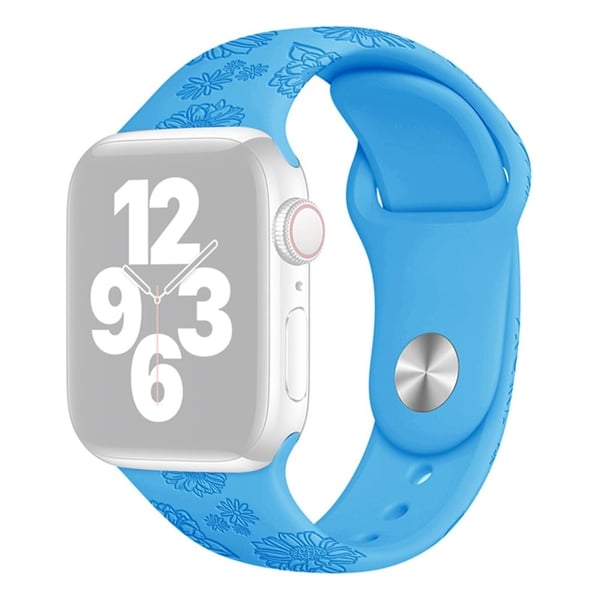 Apple Watch (45 mm) ensfarget mønsterklokkerem i silikon - Blå Solsikke