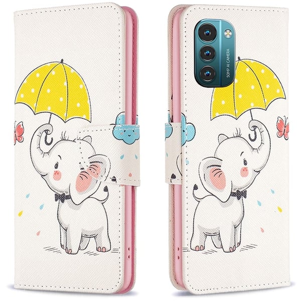 Wonderland Nokia G11 / Nokia G21 flip-etui - Paraply Og Elefant