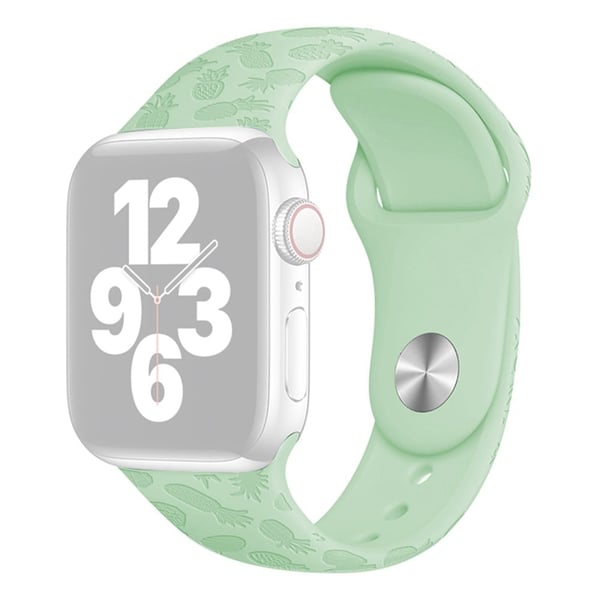 Apple Watch (45 mm) ensfarget mønsterklokkerem i silikon - Grønn Ananas