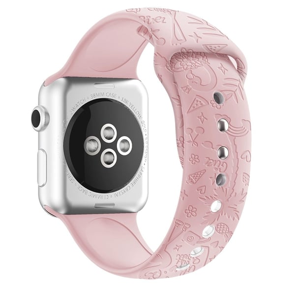 Apple Watch (41 mm) søt klokkerem i silikon med påtrykk - Rosa Fugl