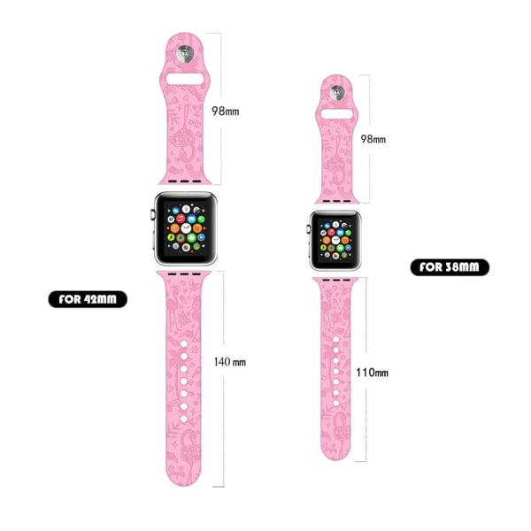 Apple Watch (41 mm) søt klokkerem i silikon med påtrykk - Rosa Fugl
