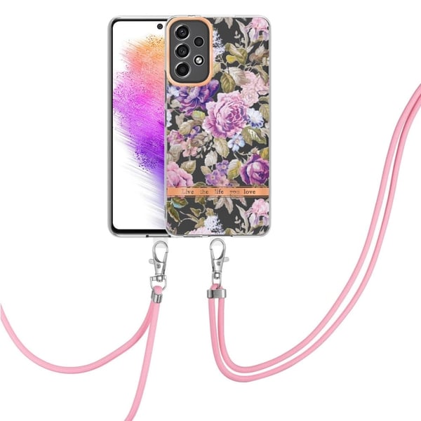 Slank og slitesterk softcover med nøkkelbånd til Samsung Galaxy A73 - Lilla Pion