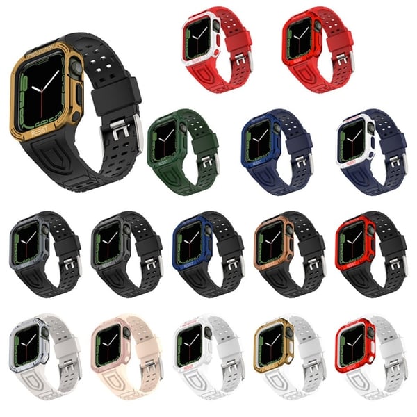 Apple Watch (41 mm) urrem i kontrastfarge + deksel - Hvit / Gull