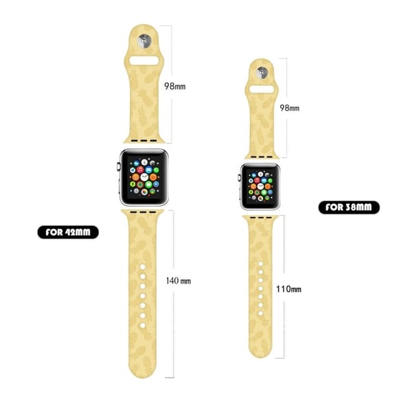 Apple Watch (41 mm) ensfarget mønsterklokkerem i silikon - Hvit Ananas