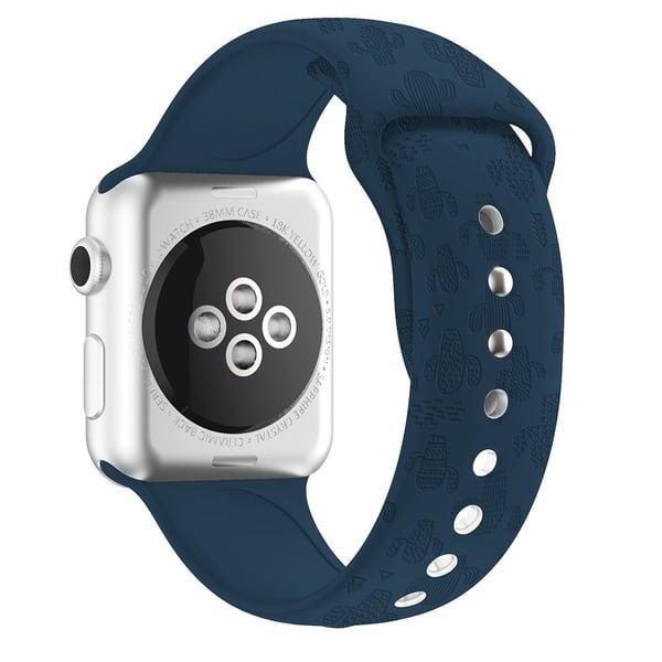 Apple Watch (41 mm) søt klokkerem i silikon med påtrykk - Midnattsblå Kaktus