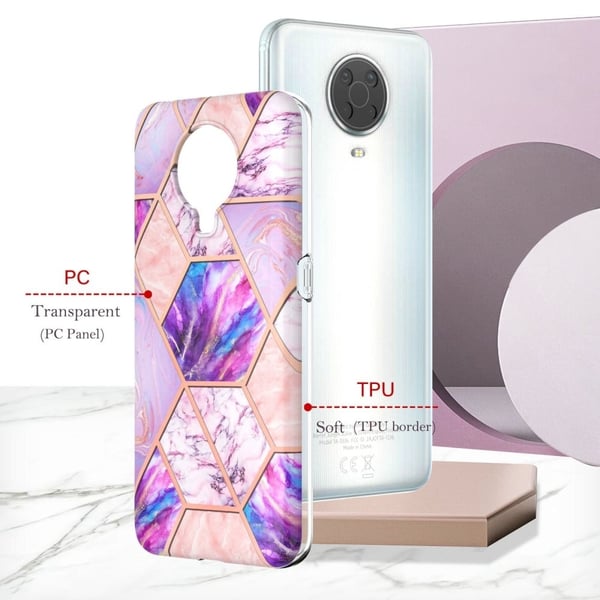 Marmordesign Nokia G20 / Nokia G10 deksel - Lyselilla