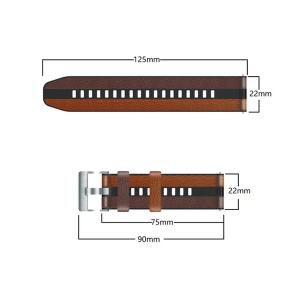 22 mm universal trefarget design klokkerem i silikon - Svart / Hvit / Rød