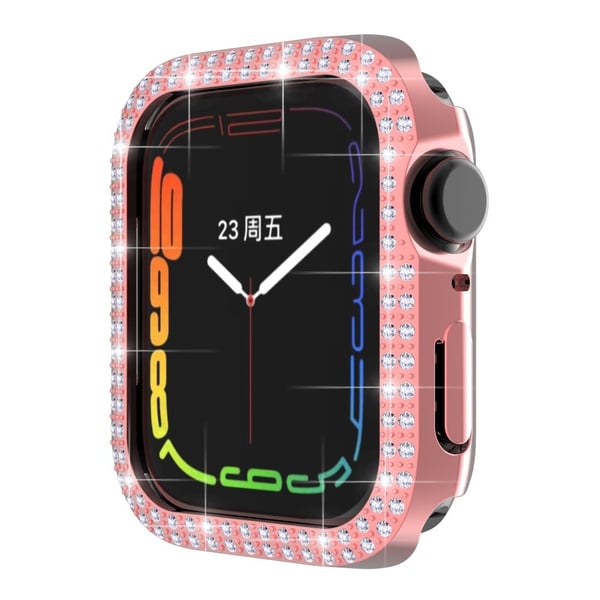 Apple Watch (45 mm) deksel med to rader med rhinestone-design - Rosa