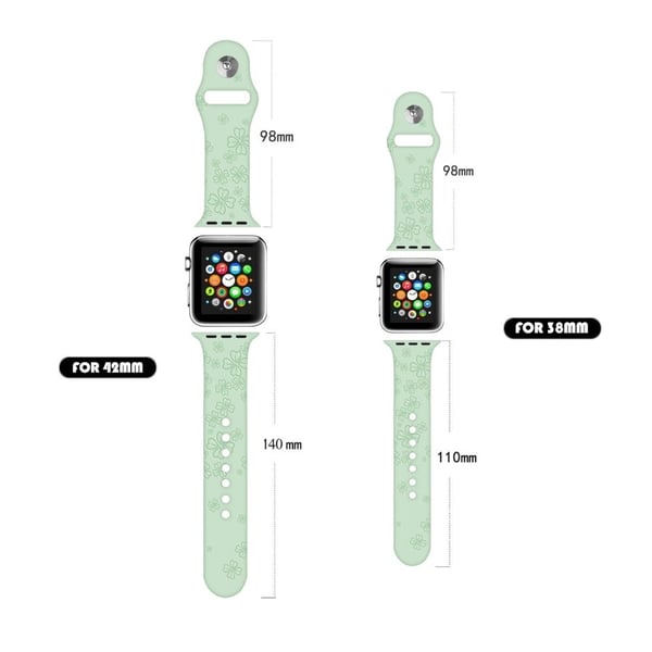Apple Watch (45 mm) søt klokkerem i silikon med påtrykk - Hvit Kløver