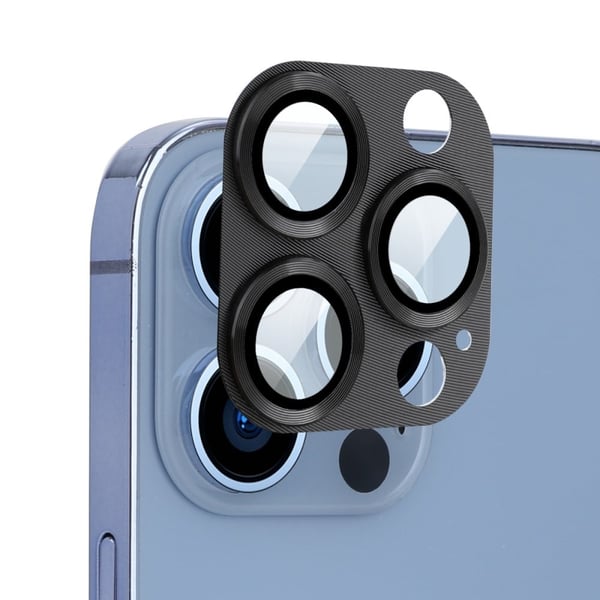 ENKAY iPhone 13 Pro Max / 13 Pro aluminium hærdet glas kameralinsebeskytter - Sort